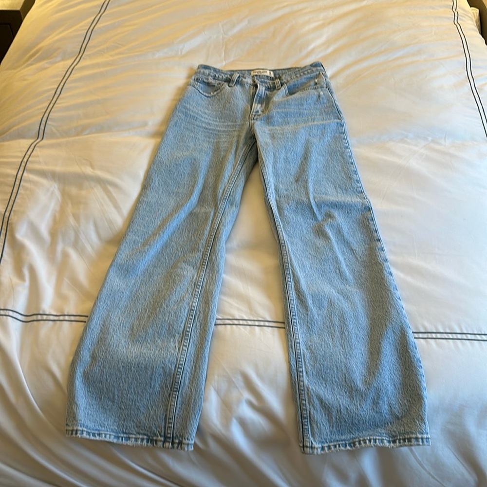 NEVER WORN. Abercrombie jeans. Light wash with light distressing at pockets.